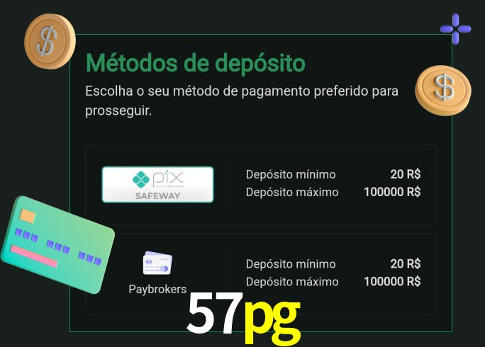 O cassino 57pg oferece uma grande variedade de métodos de pagamento